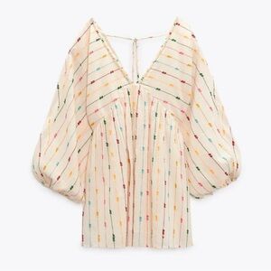 Zara Cream Romper with Multicolor Stripes